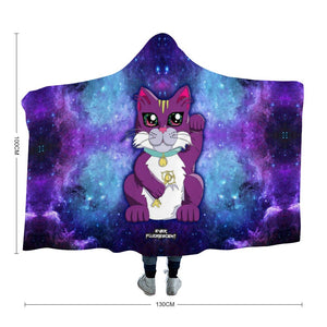 Kitten of the Cosmos Fleece Hooded Blanket