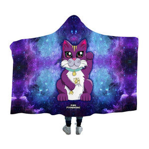 Kitten of the Cosmos Fleece Hooded Blanket
