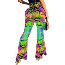 Load image into Gallery viewer, Stretch Bell Bottoms Drippy Kitty
