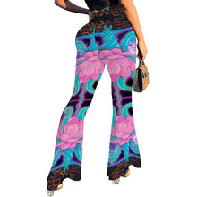 Load image into Gallery viewer, Lotus Print Stretch Bell Bottom Flare Pants
